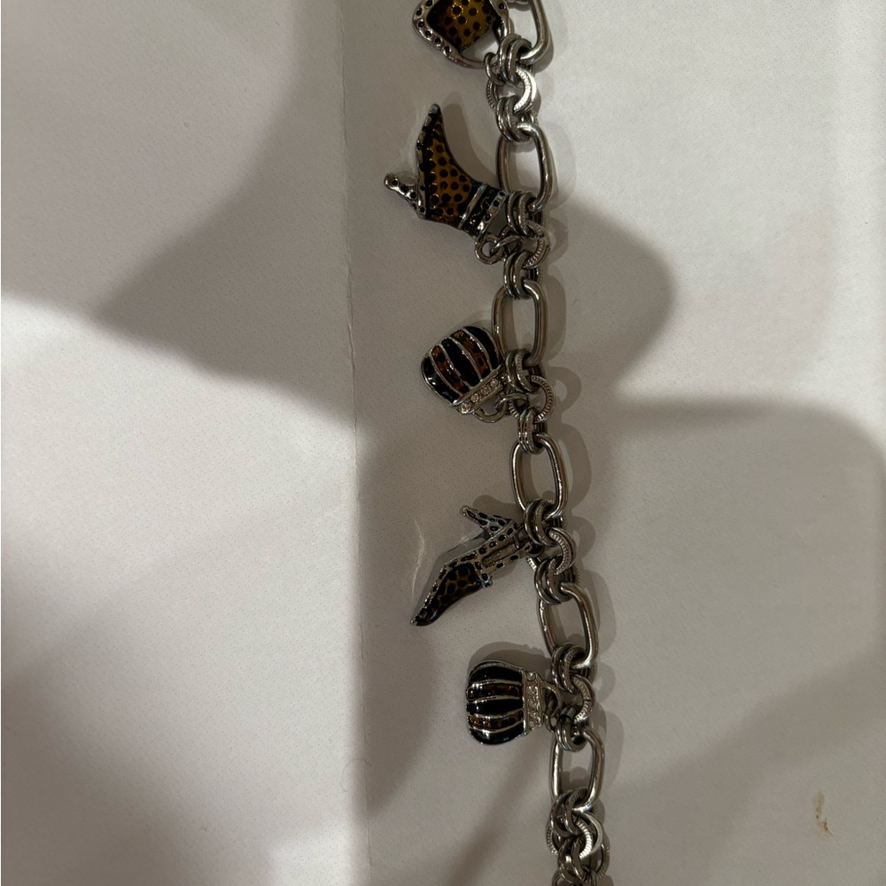 Brighton Silver Bracelet with Brown Charms